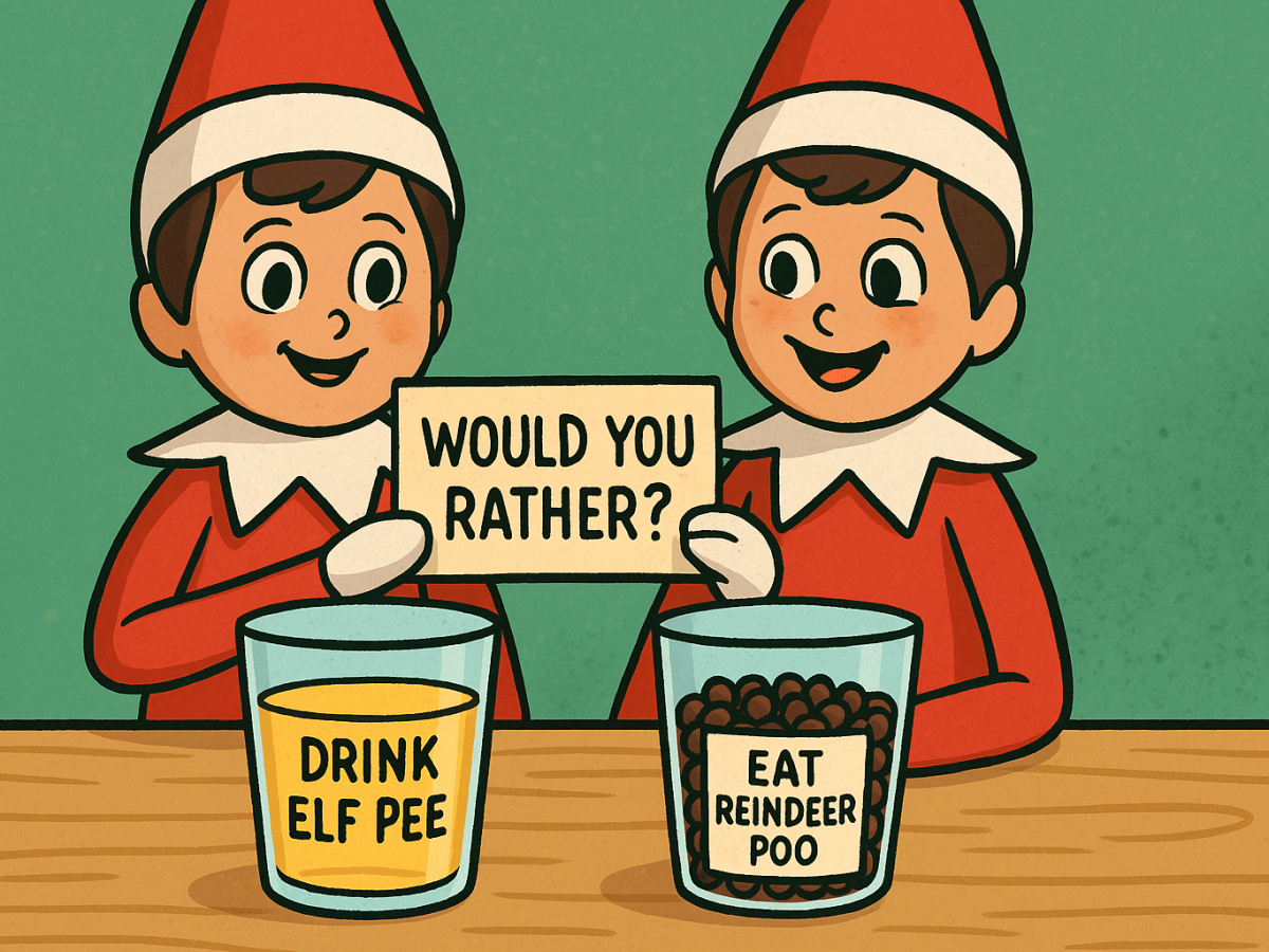 Day 8 – Would You Rather: Elf Edition (Gross but Hilarious!)&nbsp;🤢🍫